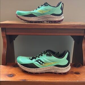Saucony Mint and Black Trail Shoes